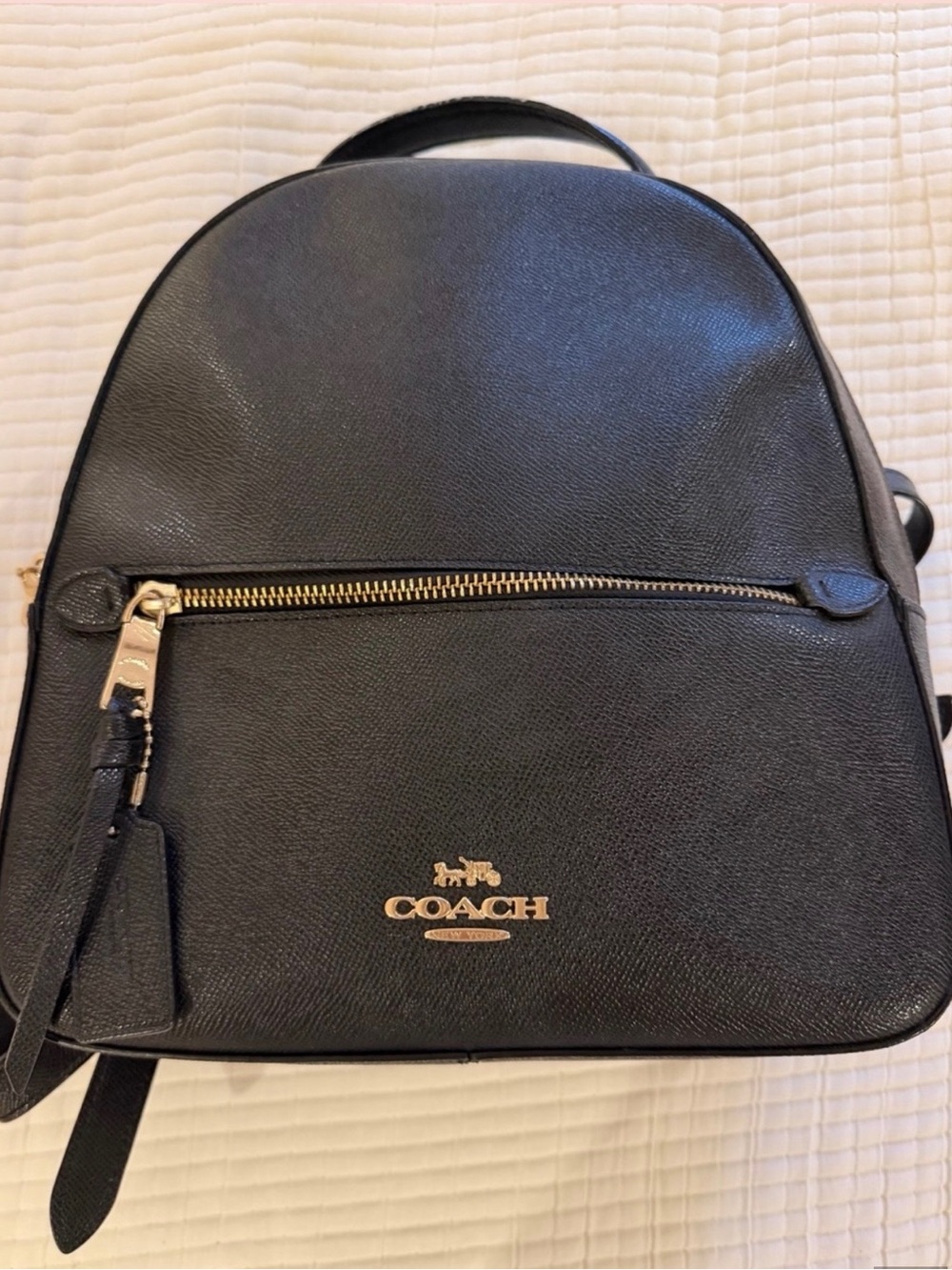 Coach Black Leather Mini Backpack with Gold Hardware